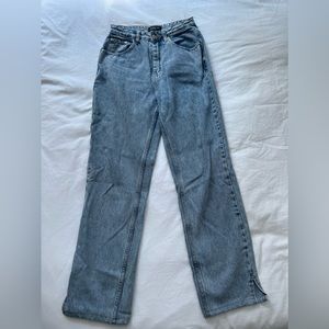 jeans with small slit on the bottom outside of the jeans